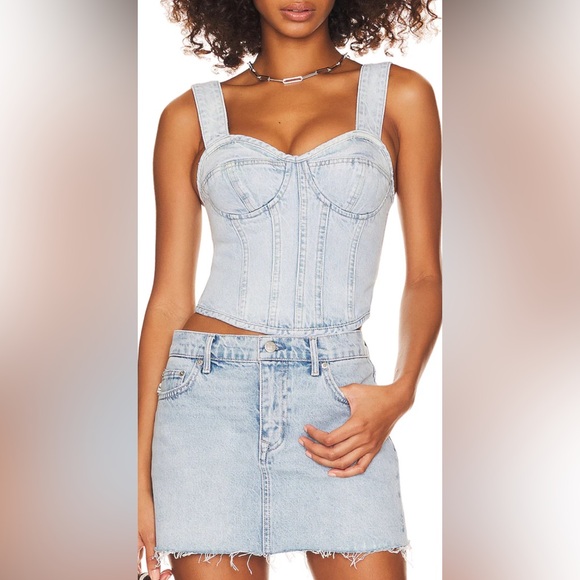New w/t tag! Revolve denim Kit Bustier Halter Top 
Lovers and Friends size M - Picture 1 of 15